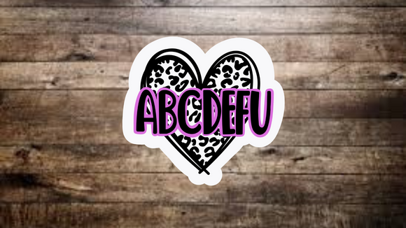 ABCDEFU Cheetah Heart Sticker
