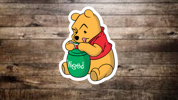 Pooh Rolling A Blunt Sticker