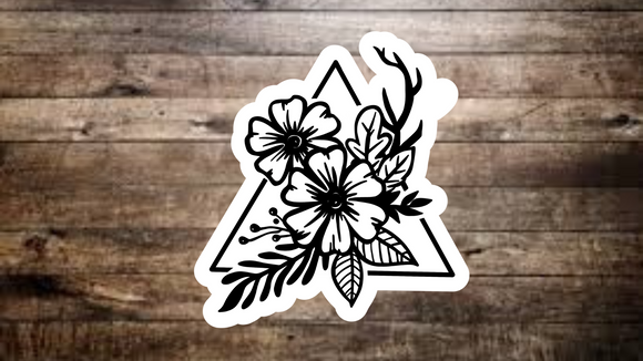 Floral Triangle with Antler Sticker